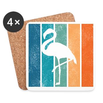 Flamingo Neon Tropenstreifen - Untersetzer (4er-Set) - Weiß - Vorne