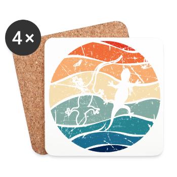 Gecko sur la plage pastel - Dessous de verre (lot de 4) - blanc - Devant