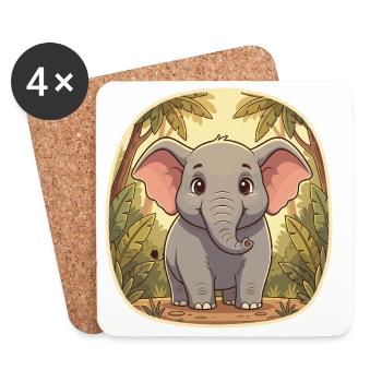 Kleiner Elefant im Dschungel - Untersetzer (4er-Set) - Weiß - Vorne