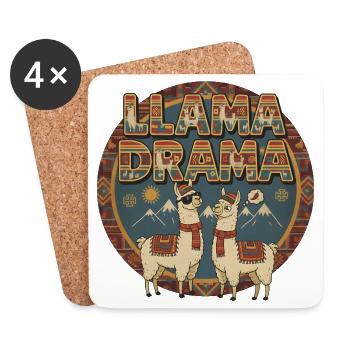 Llama Drama Retro Alpagas Mountains Design - Dessous de verre (lot de 4) - blanc - Devant