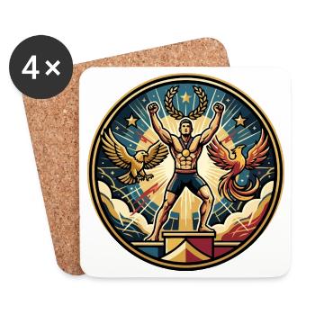 Motif de l’emblème du triomphe du héros : Athlète, sportif, sportif - Dessous de verre (lot de 4) - blanc - Devant