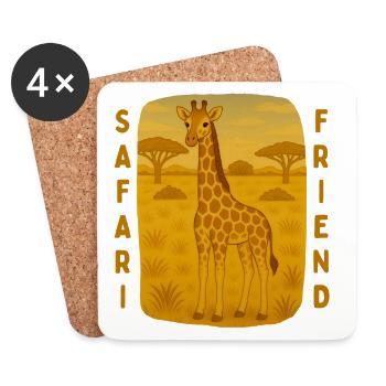 Girafe dans la savane dorée - Dessous de verre (lot de 4) - blanc - Devant