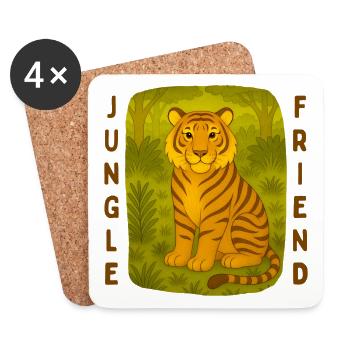 Tiger im Dschungel - Untersetzer (4er-Set) - Weiß - Vorne