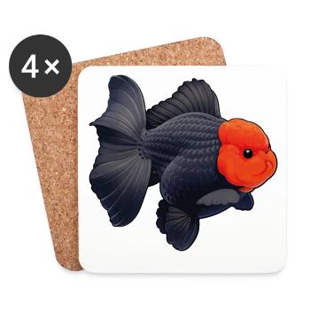 Grade Black Oranda with Red Head HQ Goldfish - Untersetzer (4er-Set) - Weiß - Vorne