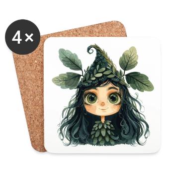 Leaf Queen, Forest Creature, Forest Fairy - Coasters (set of 4) - white - Front