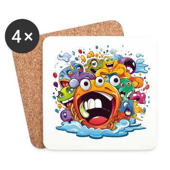 Kunterbunte Monsterbande Splash - Untersetzer (4er-Set) - Weiß - Vorne