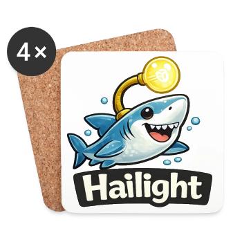 Hai Light / Highlight lustiges Wortwitz Shirt - Untersetzer (4er-Set) - Weiß - Vorne