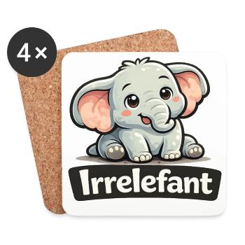 Irrelefant Wortwitz Irrelevant Elefant Shirt - Untersetzer (4er-Set) - Weiß - Vorne