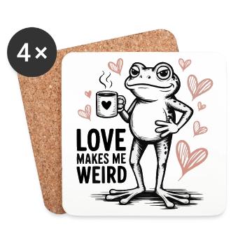 L’amour me rend bizarre, grenouille - Dessous de verre (lot de 4) - blanc - Devant