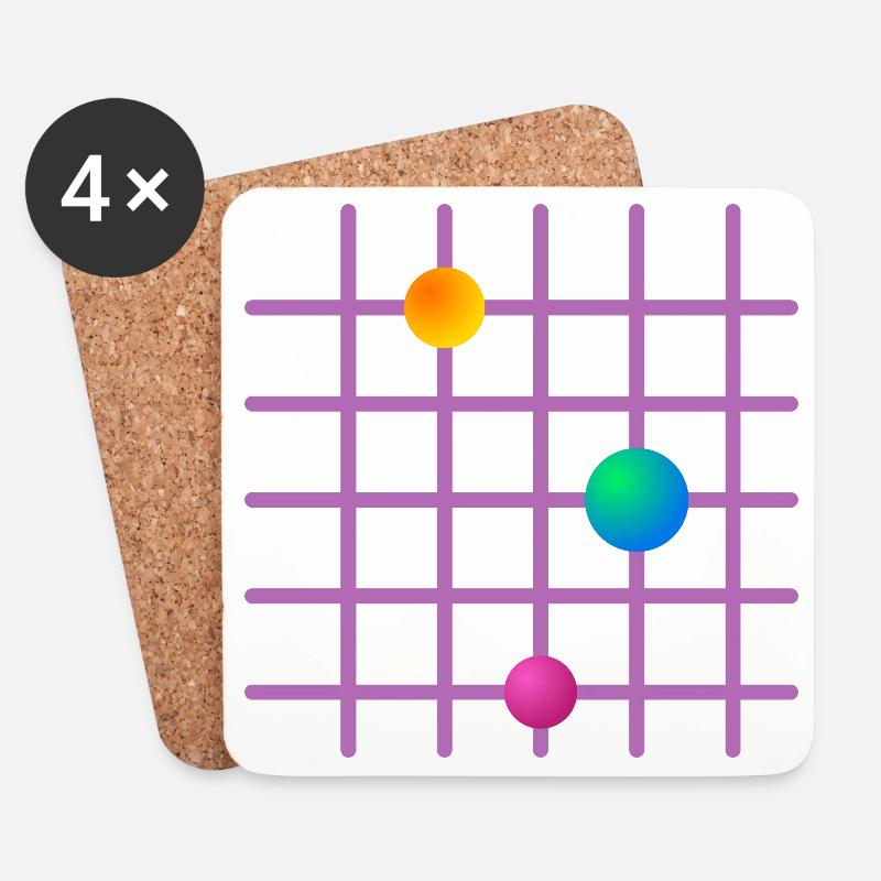 Coloured ball grid in grid design - Coasters (set of 4) - white