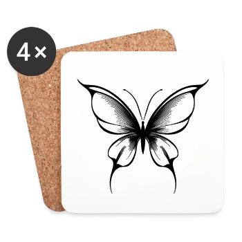 Butterfly Tattoo - Coasters (set of 4) - white - Front