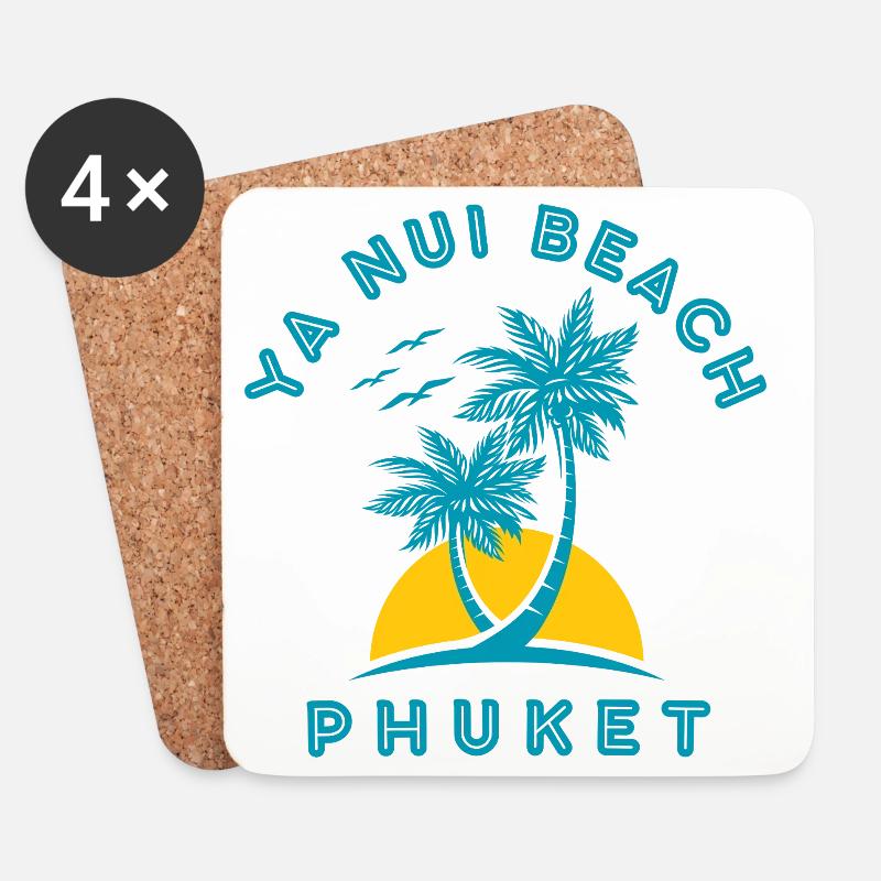Coucher de soleil à Phuket Palm Beach - Dessous de verre (lot de 4) - blanc