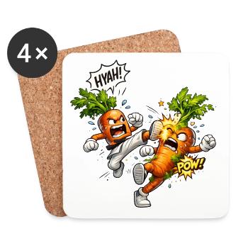 Karate carrots in duel - Coasters (set of 4) - white - Front