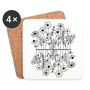 Blumen - Untersetzer (4er-Set) - Weiß - Vorne