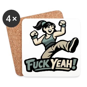 Motivierte Frau / Mädchen "Fuck Yeah" - Dessous de verre (lot de 4) - blanc - Devant