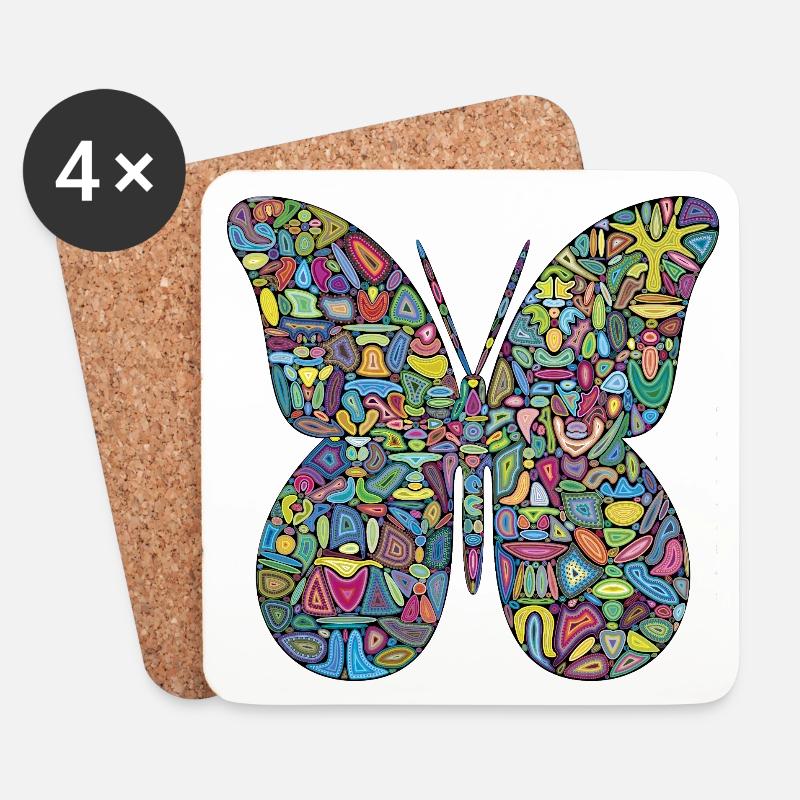 Farbspektakel-Schmetterling - Untersetzer (4er-Set) - Weiß