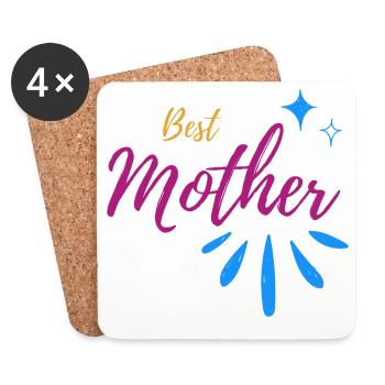 Best Mother Font with Spark Speckle - Coasters (set of 4) - white - Front