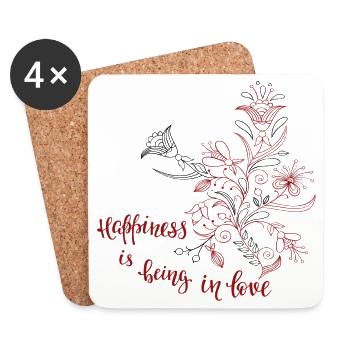 Love and happiness - Coasters (set of 4) - white - Front