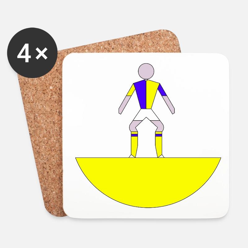 Figure abstraite subbuteo sur base jaune - Dessous de verre (lot de 4) - blanc