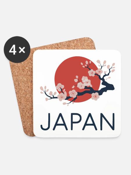 Japan Kirschblüte Minimal - Untersetzer (4er-Set) - Weiß