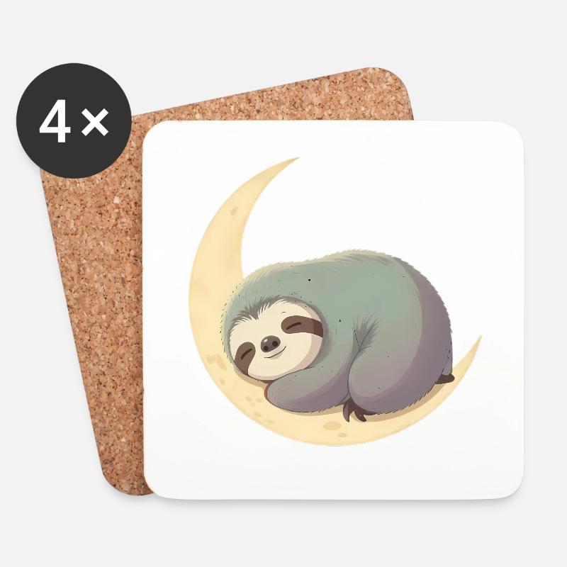 Moonsleep Sloth - Coasters (set of 4) - white