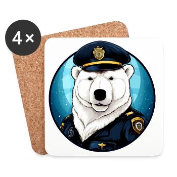 Eisbären Polizistin / Polizei Eisbär - Untersetzer (4er-Set) - Weiß - Vorne