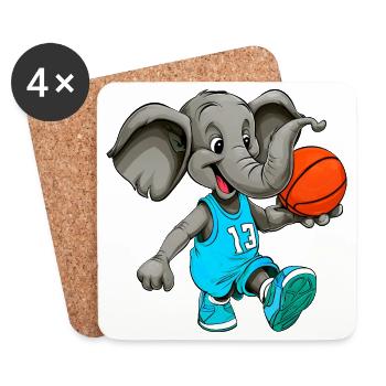 Elephant Basketball Hooper - Dessous de verre (lot de 4) - blanc - Devant