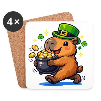 Niedliches Wasserschwein St. Patricks Day Gold - Untersetzer (4er-Set) - Weiß - Vorne