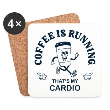 Le café coule – Drôle de dicton sportif sur le café - Dessous de verre (lot de 4) - blanc - Devant