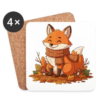 Autumnal fox with scarf - Coasters (set of 4) - white - Front