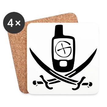Geocaching Piratenflagge - Untersetzer (4er-Set) - Weiß - Vorne