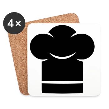 Kochmütze Chef Hut Silhouette - Untersetzer (4er-Set) - Weiß - Vorne