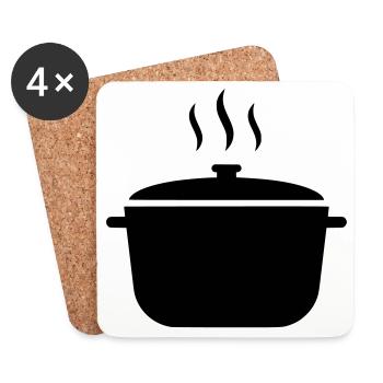 Kochtopf Suppe Dampf Icon - Untersetzer (4er-Set) - Weiß - Vorne