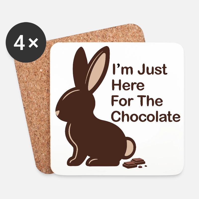 Just here for chocolate Schokoladen Osterhase - Untersetzer (4er-Set) - Weiß