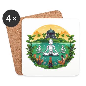 Robotic Meditation at Temple Lake - Coasters (set of 4) - white - Front