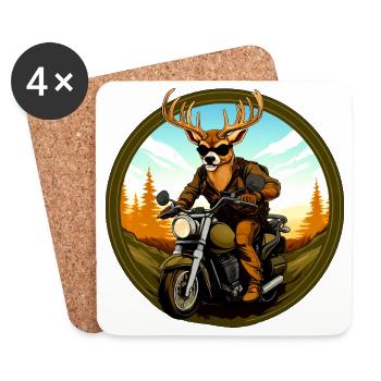 Motorcycle Deer - Coasters (set of 4) - white - Front