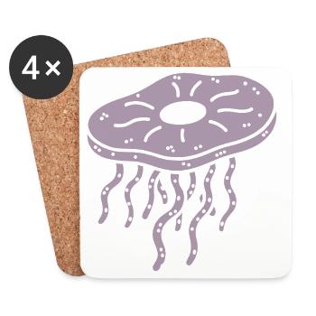Minimalistisches Kombucha Scoby Tee Quallen - Untersetzer (4er-Set) - Weiß - Vorne