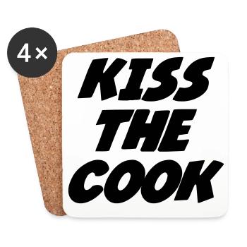 Embrasse le cuisinier - cuisine - Dessous de verre (lot de 4) - blanc - Devant