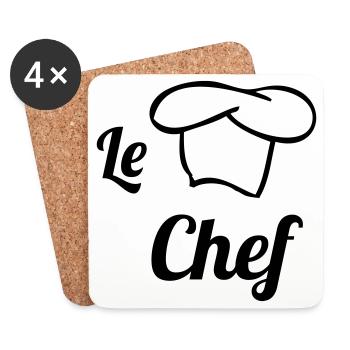 Chef - Cuisine - Cuisinier - Dessous de verre (lot de 4) - blanc - Devant
