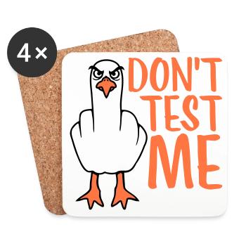 Ne me teste pas mouette oiseau coquine doigt d’honneur maléfique - Dessous de verre (lot de 4) - blanc - Devant