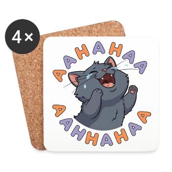 Laughing Cat Burst - Coasters (set of 4) - white - Front