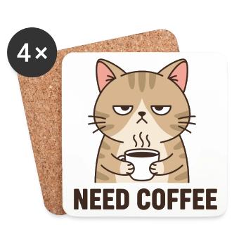Kaffee Wütende Katze - Untersetzer (4er-Set) - Weiß - Vorne