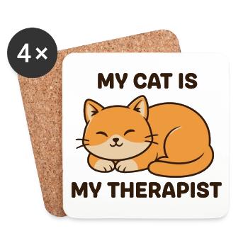Meine Katze ist meine Therapeutin - Untersetzer (4er-Set) - Weiß - Vorne