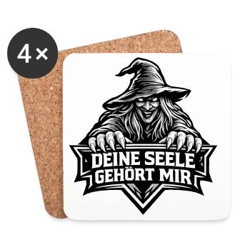 Hexen-Motiv mit Spruch "Deine Seele gehört mir" - Untersetzer (4er-Set) - Weiß - Vorne