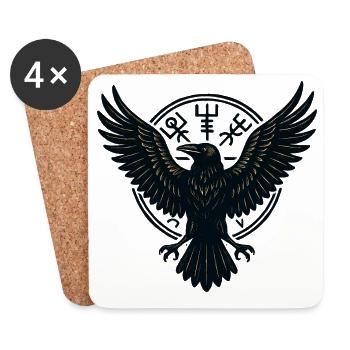 Black Raven in the Runic Circle - Coasters (set of 4) - white - Front