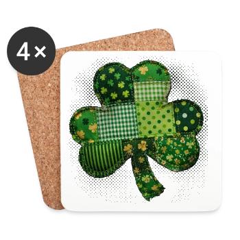 Trèfle – St. Patrick vintage en patchwork - Dessous de verre (lot de 4) - blanc - Devant