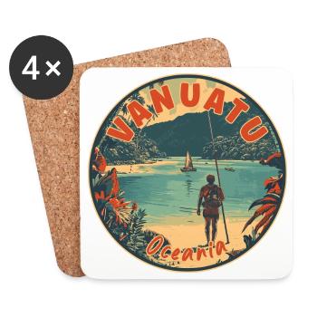 Découvrez le Vanuatu en Océanie : Paradis tropical - Dessous de verre (lot de 4) - blanc - Devant