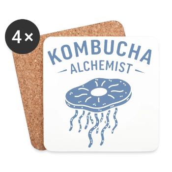 Minimalistische Kombucha Alchemist Gärung - Untersetzer (4er-Set) - Weiß - Vorne