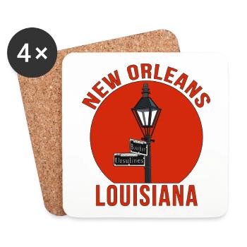 La Nouvelle-Orléans, Louisiane, États-Unis - Dessous de verre (lot de 4) - blanc - Devant
