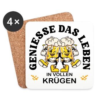 Enjoy Life – Funny Beer Saying Retro - Coasters (set of 4) - white - Front